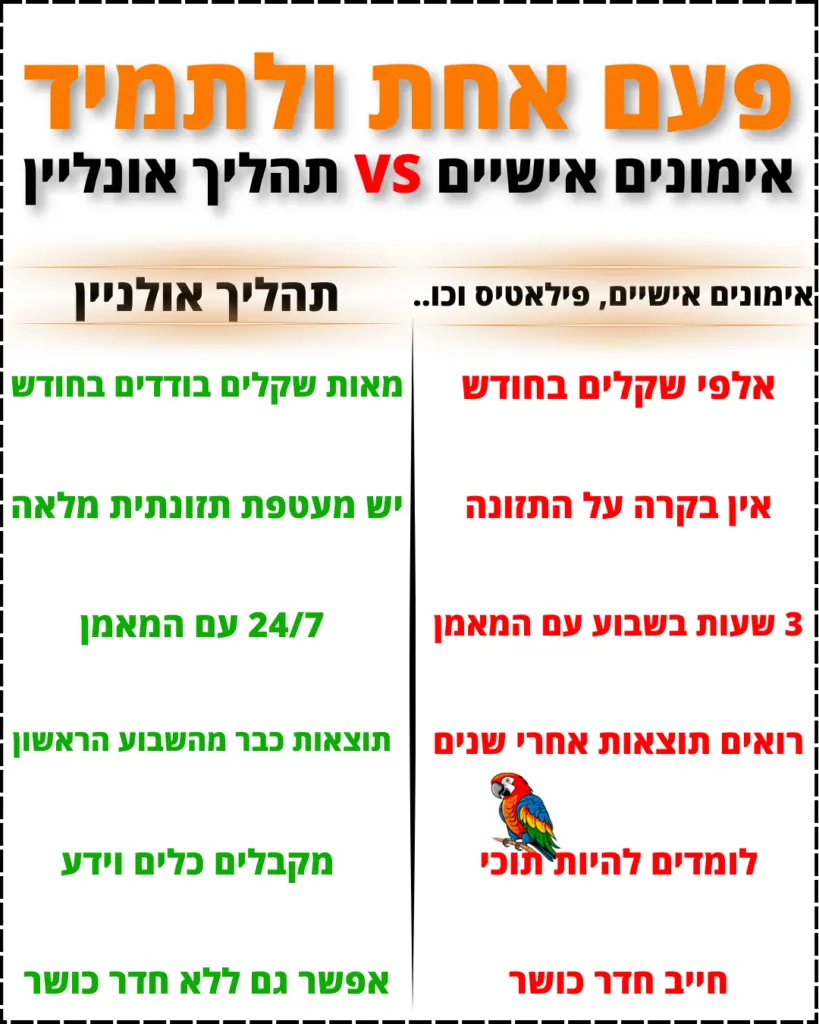 אימונים אישיים - אימון אישי VS תהליך אונליין